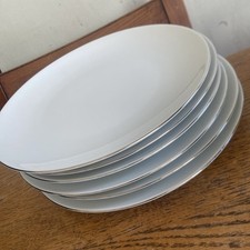 6 X Thomas large Dinner Plates 26.5cm Medallion Thin Silver Platinum Band exc co