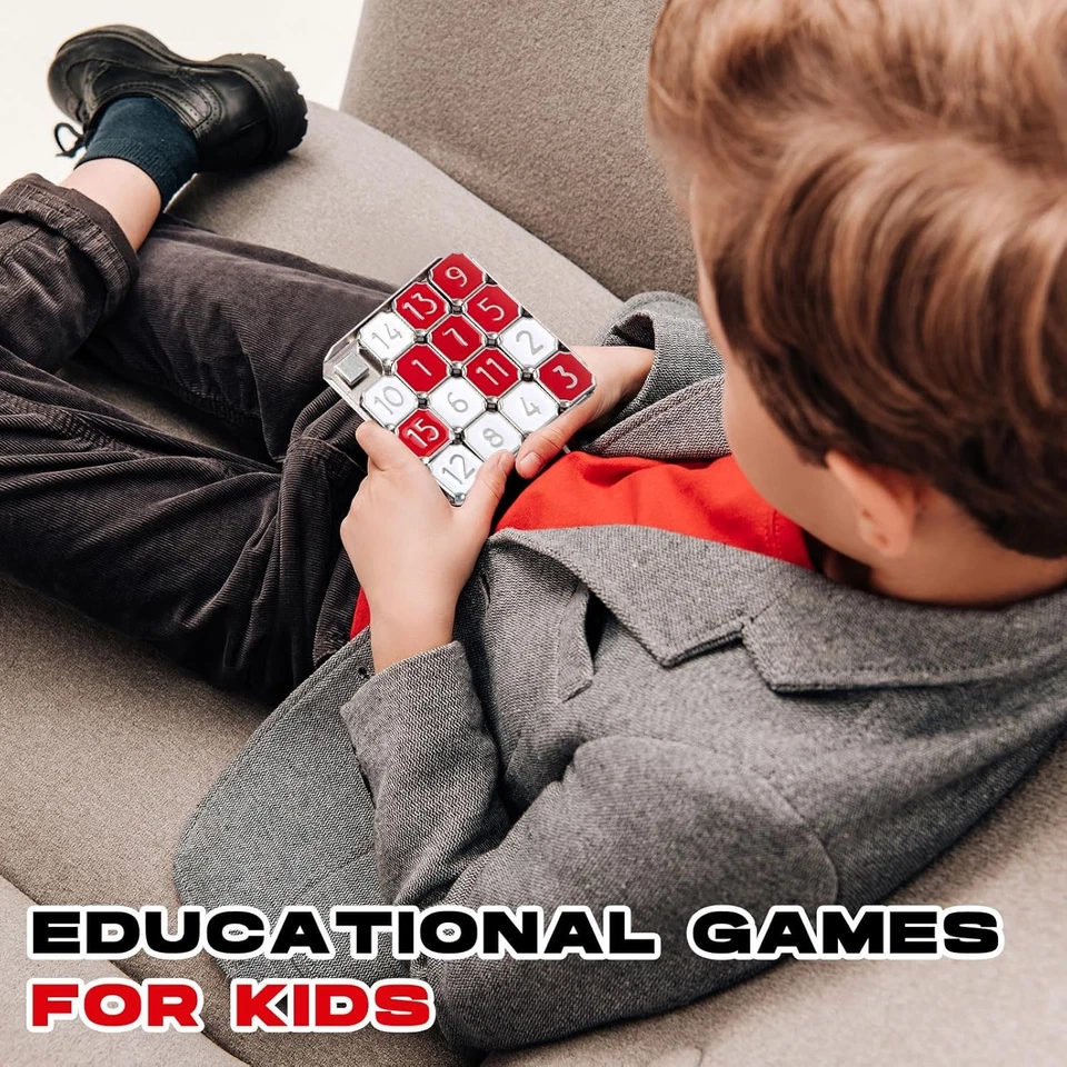 金属数字幻灯片 15 拼图红色和白色数字滑动拼图教育 Poc — 第 4/4 张图片