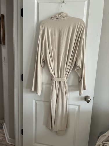 Matouk Kiran Turkish Waffle Knit Bath Robe Large beige Unisex Cotton Bamboo - Picture 9 of 10