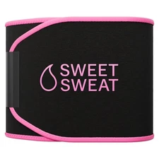 Sweet Sweat Waist Trimmer Band (Women & Men) - Trainer Belt - Black Pink Size S