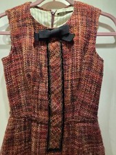 PRADA Sleeveless Dress Size 38 Knee Length Burgundy A-Line Ribbon Design
