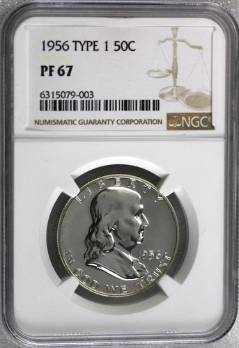 1956 Franklin Silver Half Dollar PROOF COIN Type 1 NGC PF 67