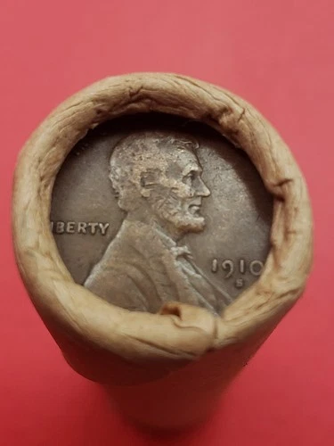 VF 1910-S LINCOLN WHEAT CENT 1916S LINCOLN WHEAT PENNY COIN ROLL ENDS BANKROLLED