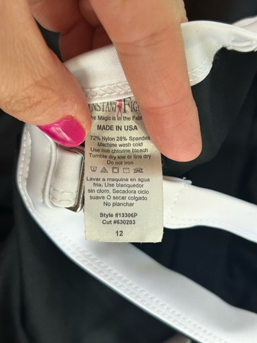 Traje de baño InstantFigure para mujer negro blanco dos tonos de una pieza nuevo con etiquetas talla 12 - Imagen 4 de 8