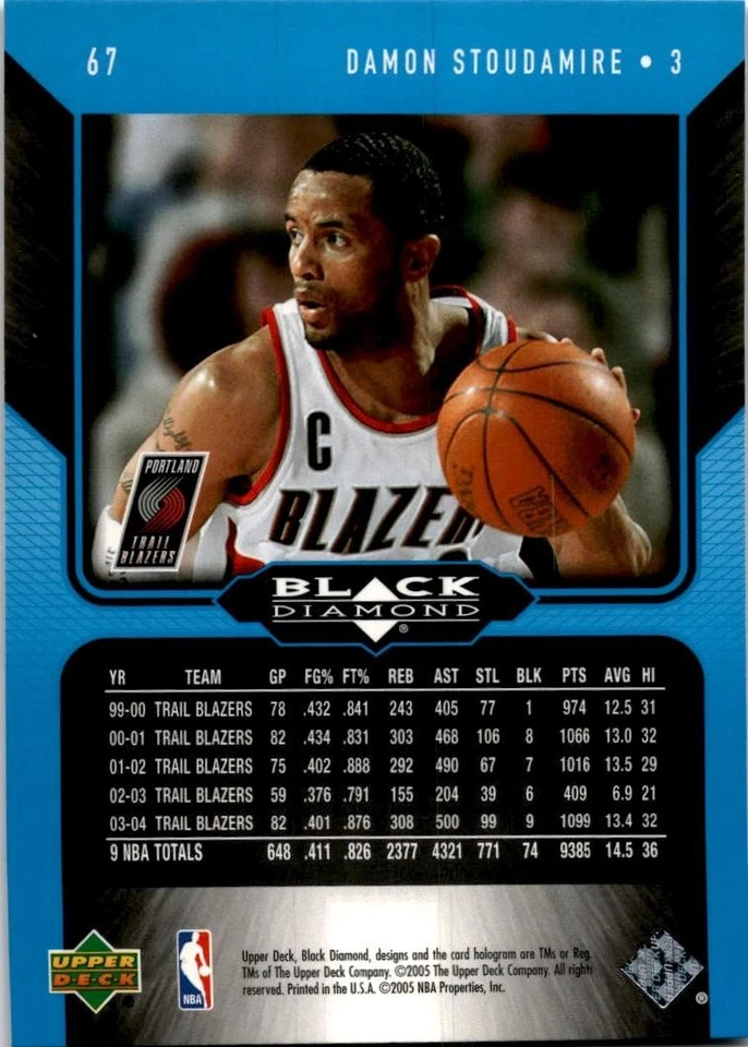 2004-05 Upper Deck Black Diamond #67 Damon Stoudamire Great!! - Image 2 of 2