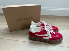 Steve Madden Dodge Suede Leather Gum Sole Red Platform Sneaker NIB 9.5