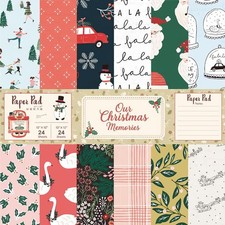 Christmas Scrapbook Paper Pad with Stickers - 24 Single-Sided Sheets 12"x12"...