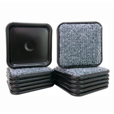 1.75 Square Carpeted Furniture Caster Cups - Protect Hardwood Floors, 12 Pack