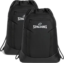 Spalding Drawstring Backpack Sports Bag | Black Waterproof Gym Bag
