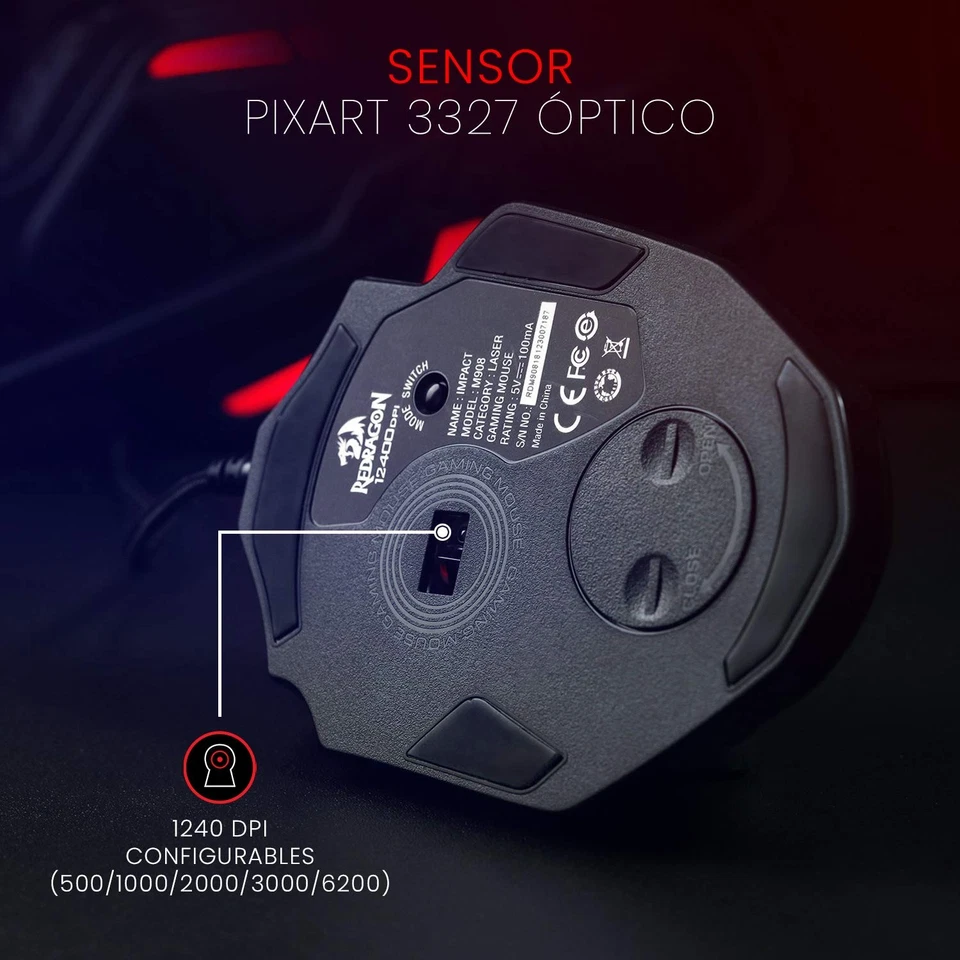 Redragon M908 12400 DPI Impact MMO Gaming Mouse 18 Programmable Buttons Weight A - Image 3 of 4