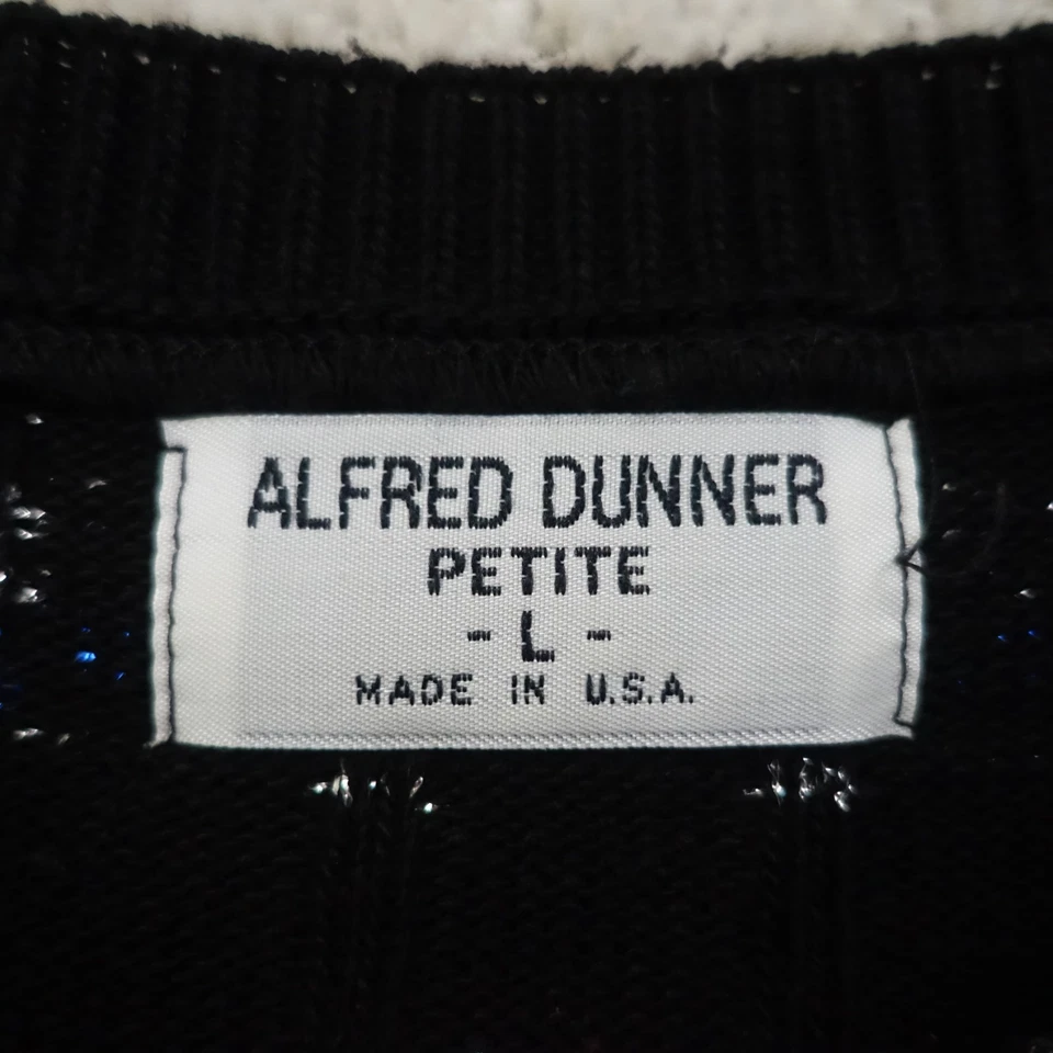 Alfred Dunner Sweater Womens Large Petite Blue Metallic Lurex Vintage 90s Retro - Image 2 of 4