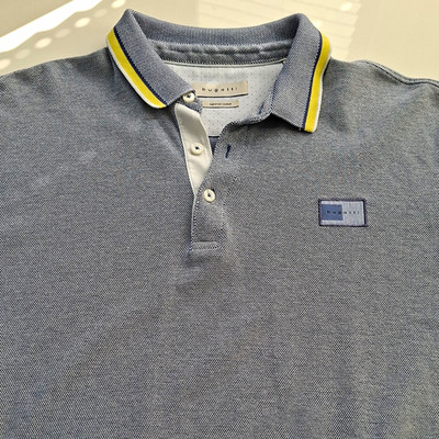 Bugatti Herren Polo L grau Piqué Kurzarm Kentkragen Knopfleiste Logo