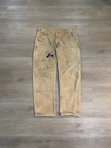 THRASHED Vintage Carhartt B01 Double Knee Pants size 38x34 fits 36x30 USA - Image 1