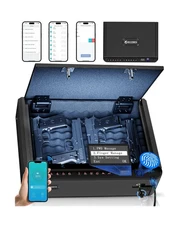 BILLCONCH Smart Gun Safe with Security Cable - Biometric Pistol Safe for Hand...