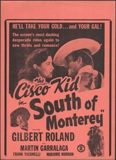 Original 1946 The Cisco Kid Movie Broadside | South of Monterey Vintage Theatre