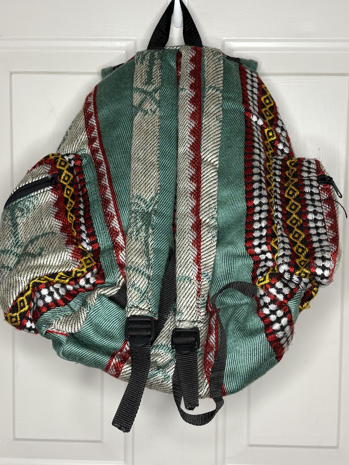 Boho Woven Backpack Striped Drawstring Festival B… - image 5