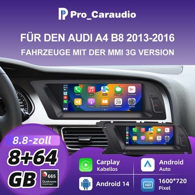 Android 14 8.8'' 64GB carplay für audi A4 B8 S4 S5 Auto radio navi 13-16 display