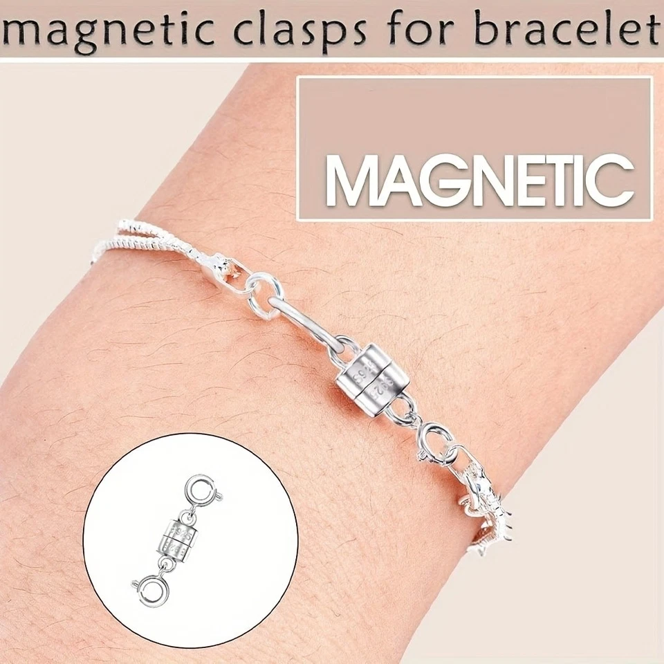 Cierres y cierres magnéticos para collar de plata de ley 925, collar magnético Cl Foto 2 de 4