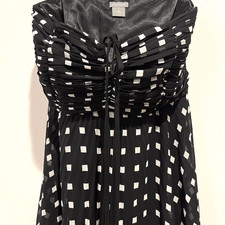 Ann Taylor Halter Size 6 Midi Babydoll Empire Strapless Geometric Sheer Resort