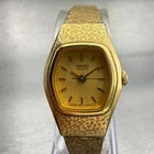Seiko Watch Women 17mm Gold Dial Gold Tone Oval 4N01-5029 Vintage New Battery