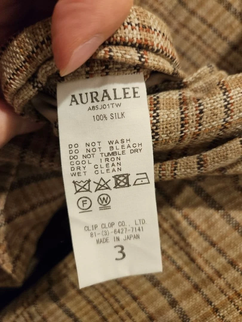 AURALEE 2018SS Silk Summer Tweed Check Jacket Size 3 A8SJ01TW Used image 4