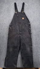Carhartt Insulated Bib Overalls Mens 42x32 Black Duck Double Knee Workwear