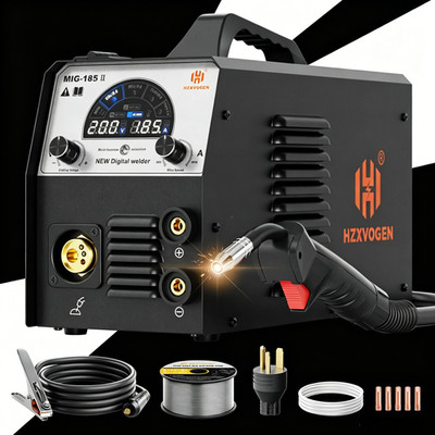 HZXVOGEN Welding Machine 110V/220V 5in1 TIG MMA MIG Welder Gas/Gasless MIG185II.
