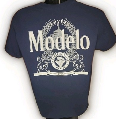 Official Modelo Cerveza Brand Men's Blue Beer Logo T Shirt Size Medium