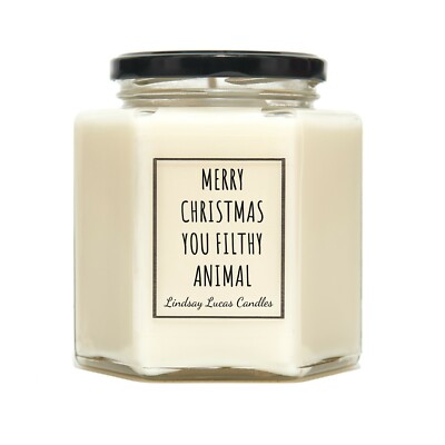 Frohe Weihnachten Du Drecktier, Weihnachtsdeko, lustiges Geschenk, Kerzen