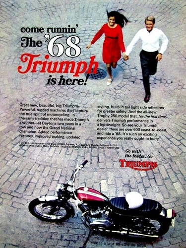 1968 Triumph 250 Come Runnin The 68 Triumph Is Here Original Print Ad 8.5 x 11" - Picture 5 of 10
