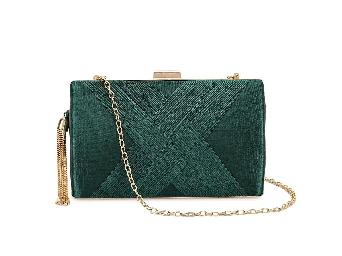 Forest green sales clutch bag