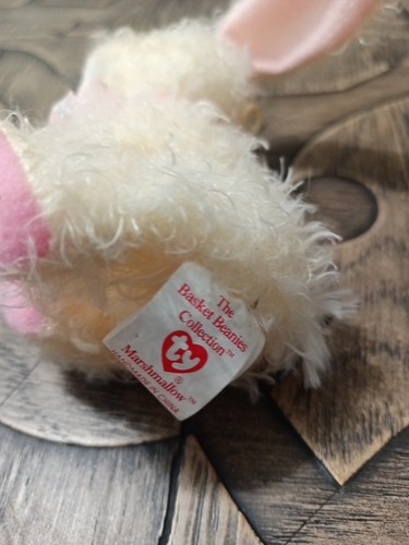 TY Basket Beanie Baby 4 Zoll Stofftier Plüsch MARSHMALLOW Hase Kaninchen Miniatur - Bild 6 von 6