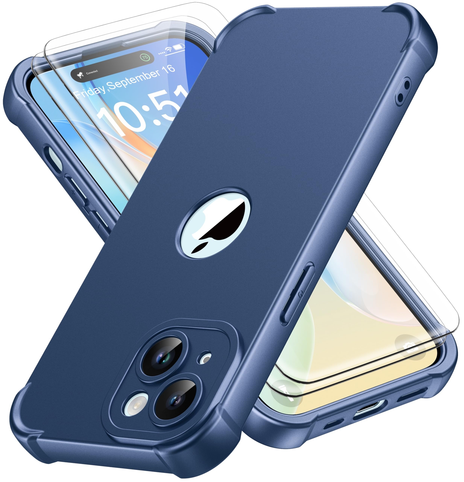 ORETECH for iPhone 15 Case with [2 x Screen Protectors] [10 Ft Military Grade...-image