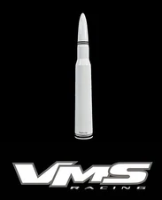 VMS RACING 50 CAL CALIBER AMMO BULLET STYLE ALUMINUM SHORT ANTENNA WHITE KIT