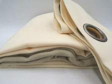 Pottery Barn Banded Two Tone Outdoor Unlined Drape Panel Natural/Khaki 96" #A1