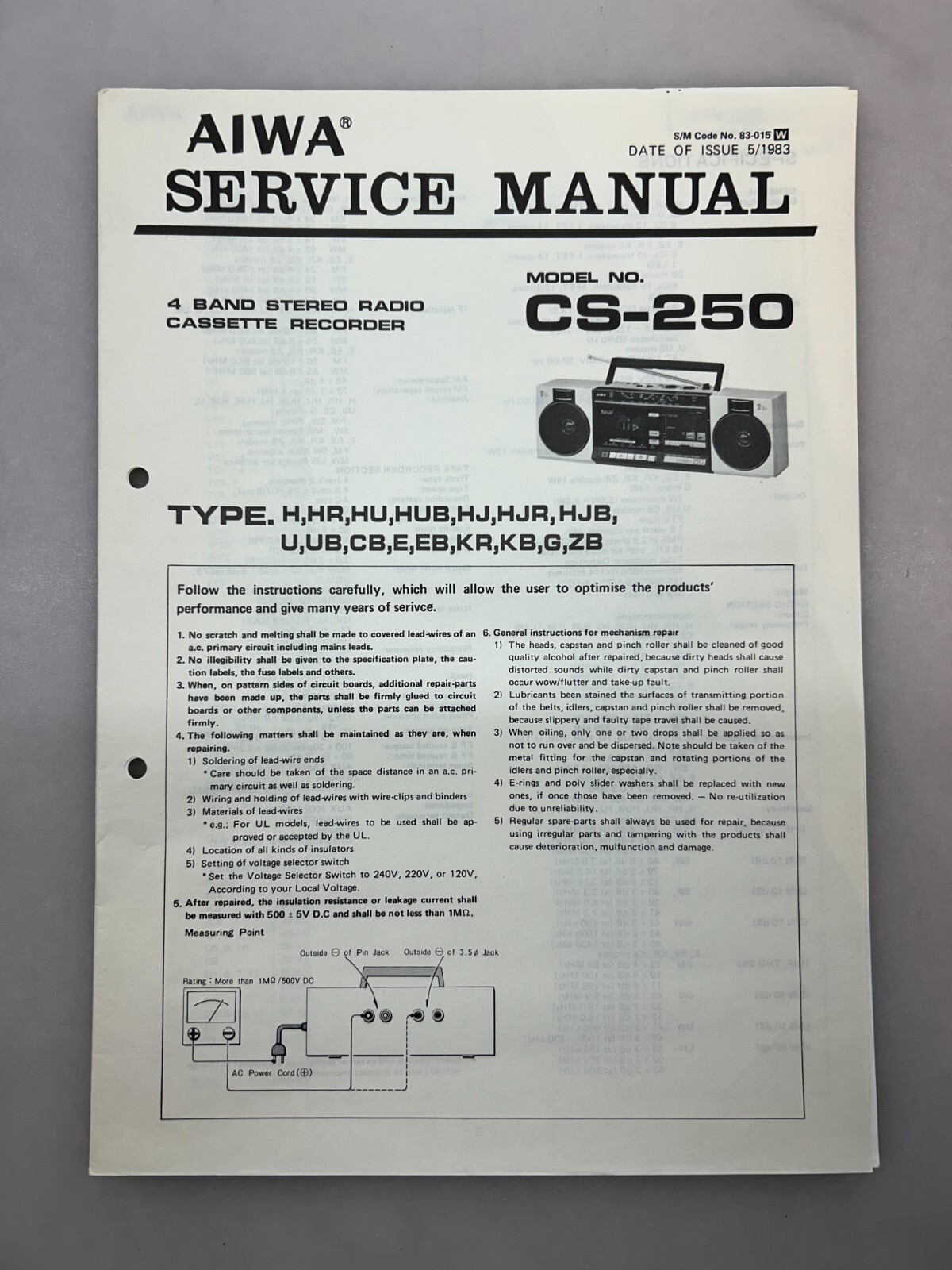 Aiwa CS-250 vintage audio equipment - eBay listing photo 1