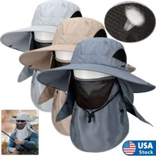 Summer Bucket Boonie Hat Neck Flap Cover Sun Wide Brim Fishing Garden Hiking Cap