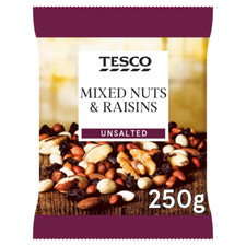 Tesco Unsalted Mixed Nuts & Raisins 250G x 4