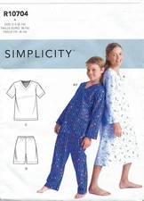 Simplicity R10704 Pajamas V-Neck Top, Pants, Shorts, Nightgown Sz 8-16 UC S9209