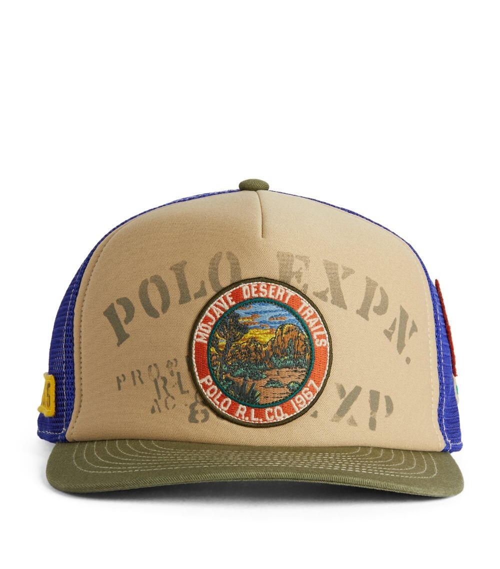Polo Ralph Lauren Logo Patch Trucker Cap khaki/Dark Sage Very Rare! image 2
