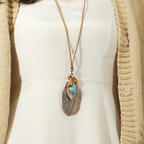 Trendy Turquoise Shell Pendant Women Fashion Brown Pendent Necklaces Jewelry - Picture 9 of 14
