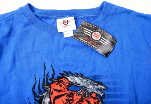 Mad Engine Motocross Sweatshirt Royal Blue Red Graphics Womens XL Chest 44" New - Picture 5 of 7