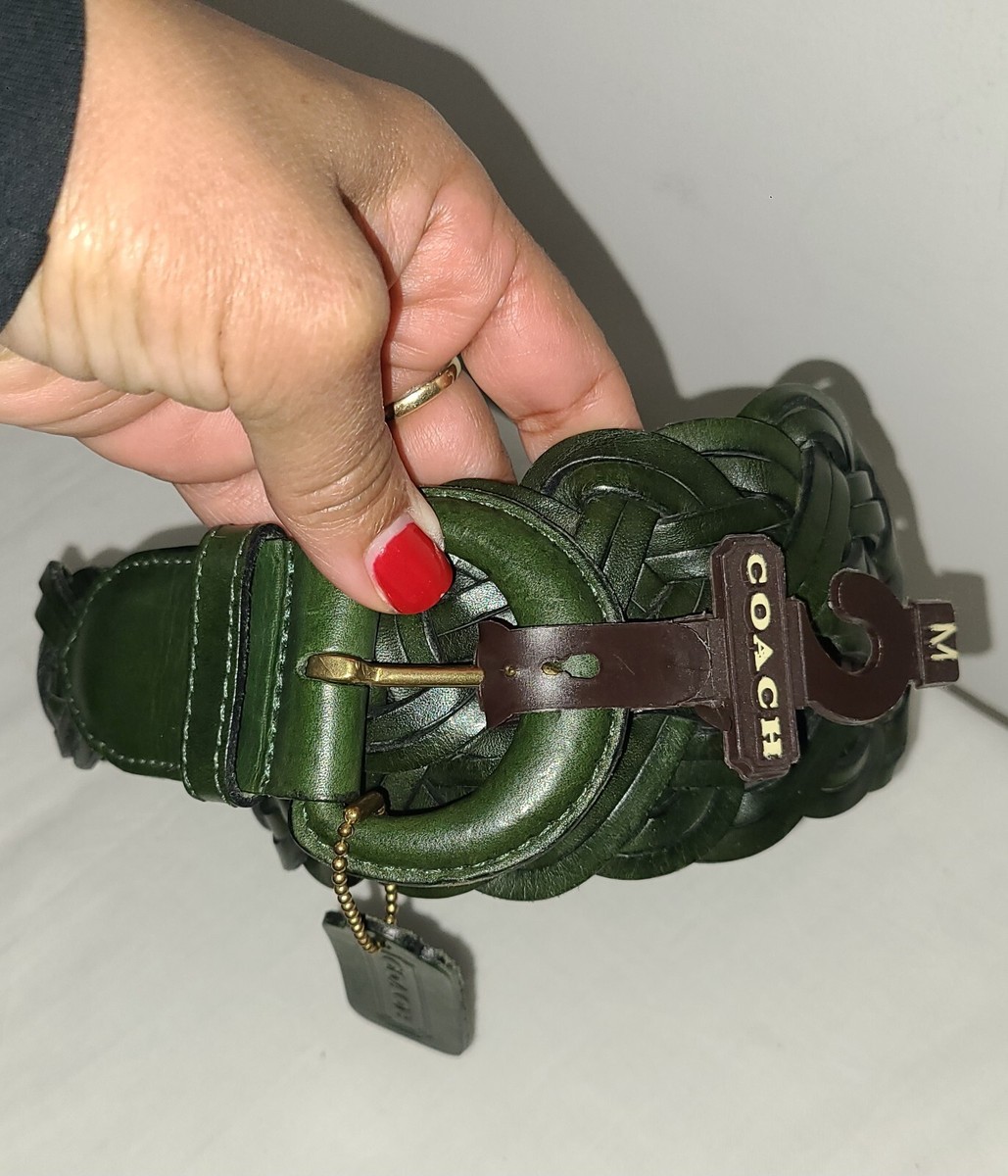COACH VINTAGE BRAIDED FOREST GREEN LEATHER BELT SIZE MEDIUM 
