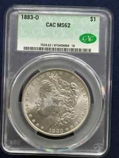 1883-O Morgan Silver $1 Dollar Coin CACG MS 62 CAC