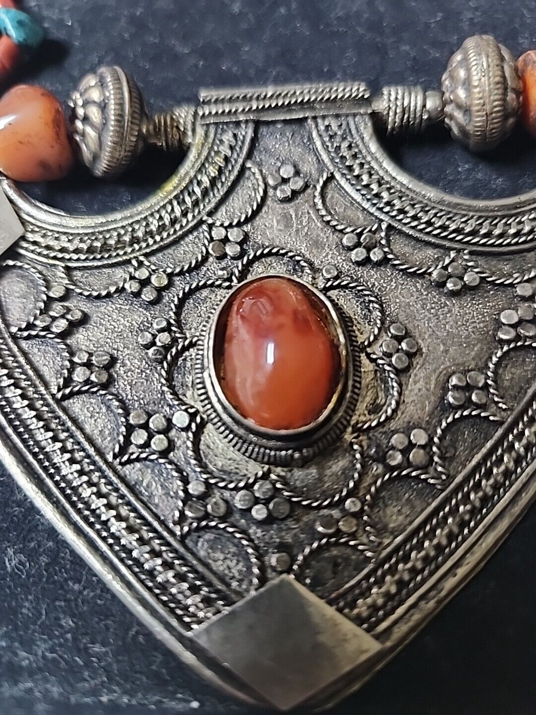 Turkoman Silver Necklace Vintage Tribal Carnelian… - image 3