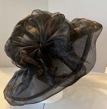 Black Kentucky Derby Hat Tea Party Dress Hats Church Big Brim Flower Fascinator