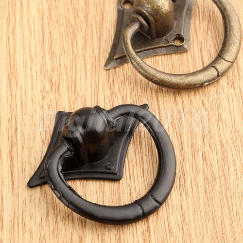 2Pcs 42*42mm Furniture European Antique Wardrobe Knobs Handle Door Pull Rings - Picture 4 of 10