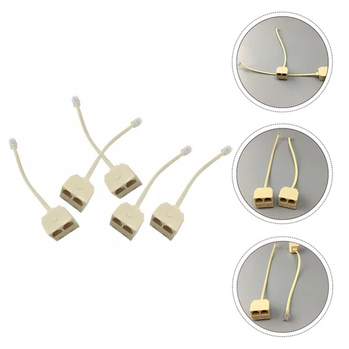 5 Pcs Split Adapter Telephone Spliter Cord Splitter for Landline