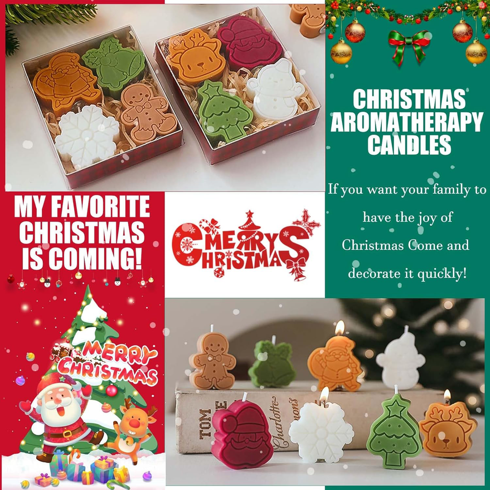 Scented Candles Set, 4 Pieces Christmas Candles Set, Christmas Scented