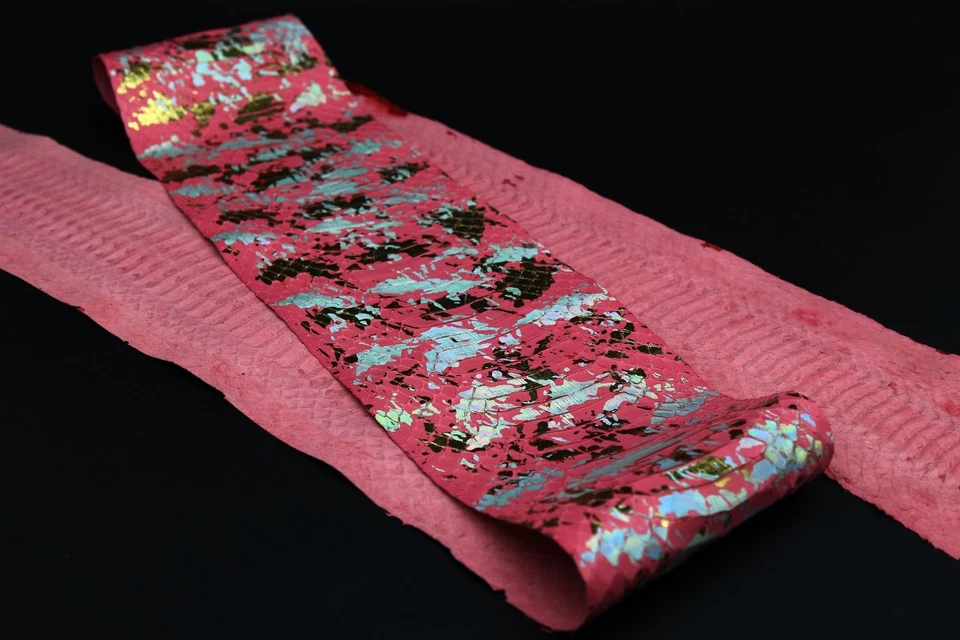 Metallic Elaphe Snake Skin Leather Snakeskin Mermaid Tears Fashionista Pink - Image 3 of 3